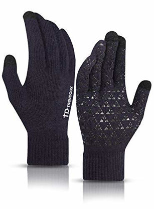 Picture of TRENDOUX Touch Screen Gloves, Winter Glove for Men Women - Running Driving Texting Phone - Thermal Liners - Anti-Slip Grip - Elastic Cuff - Stretchy Material - Hands Warm in Cold Weather - Navy - L