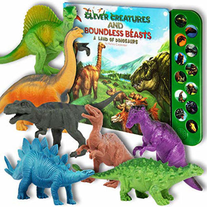 Picture of Li'l-Gen Dinosaur Toys for Boys and Girls 3 Years Old & Up - Realistic Looking 7" Dinosaurs, Pack of 12 Animal Dinosaur Figures with Dinosaur Sound Book (Dinosaur Set with Sound Book)