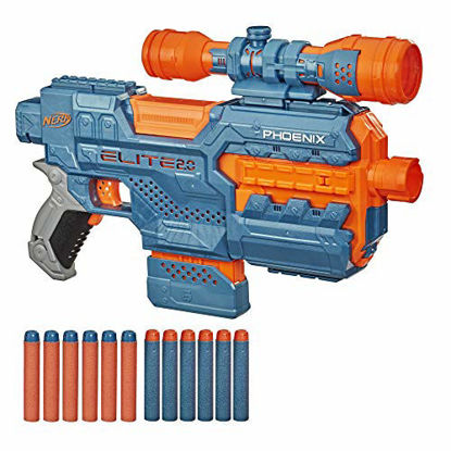 Picture of NERF Elite 2.0 Phoenix CS-6 Motorized Blaster, 12 Official Darts, 6-Dart Clip, Scope, Tactical Rails, Barrel and Stock Attachment Points
