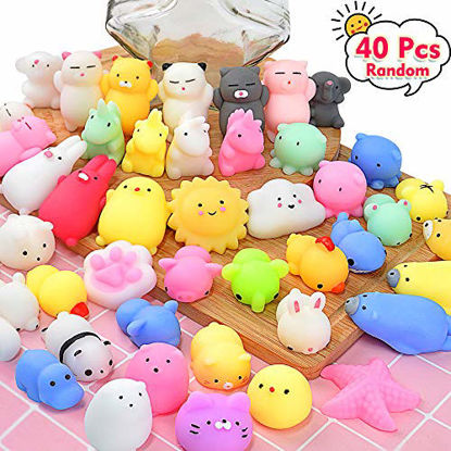 Picture of OCATO Squishies Mochi Squishy Toys 40pcs Party Favors for Kids Mini Squishy Kawaii Mochi Animal Squishies Cat Unicorn Squishy Mini Squeeze Stress Relief Toys for Kids Adults Treasure Box Toys, Random