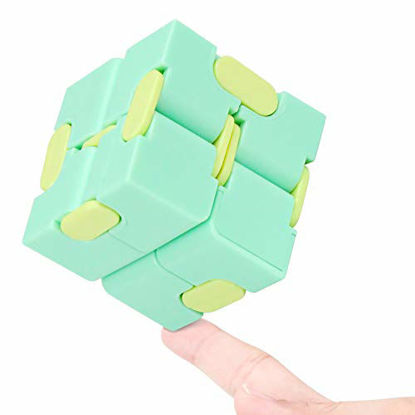 Picture of WUQID Infinity Cube Fidget Toy Stress Relieving Fidgeting Game for Kids and Adults,Cute Mini Unique Gadget for Anxiety Relief and Kill Time (Macaron Green)
