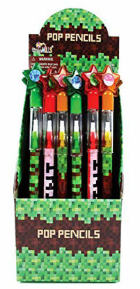 Picture of 24 Pcs Pixel Miner Themed Multi Point Pencils Party Favor Mine Pixel Craft Classroom Rewards Prizes Goody Bag Treat Bag Stuffers