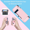 Picture of BRHE Pink Travel Carrying Case Accessories Kit for Nintendo Switch with Hard Protective Cover, Glass Screen Protector, Ultra-thin Adjustable Stand and Thumb Grip Caps 10 in 1