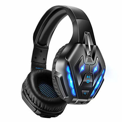 Picture of PHOINIKAS Gaming Headset for PS4, PC, Xbox one Headset with 7.1 Sound, Bluetooth Wireless Headset for Phone, Over Ear Headphones with Noise Cancelling Detachable Mic, LED Light, Bluetooth Up to 40h
