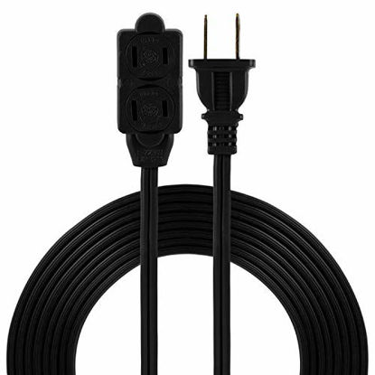 Picture of GE 12, Black, 45152 6 Ft Extension Cord, 3 Power Strip, 2 Prong, 16 Gauge, Twist-to-Close Safety Outlet Covers, Indoor Rated, Perfect for Home, Office or Kitchen, UL Listed