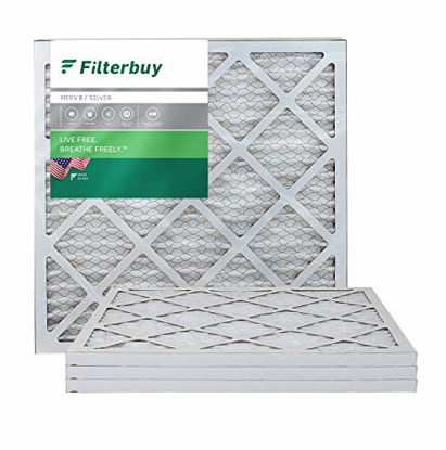 Picture of FilterBuy 20x20x1, Pleated HVAC AC Furnace Air Filter, MERV 8, AFB Silver, 4-Pack