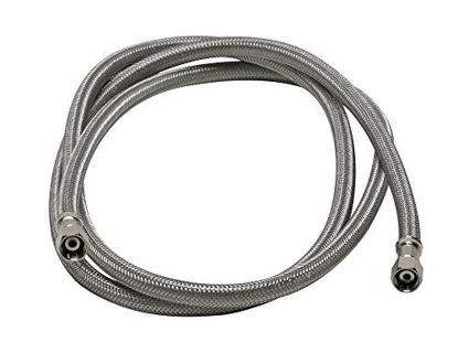 Picture of Fluidmaster 12IM72 Ice Maker Connector, Braided Steel-1/4 x 1/4" Compression Thread, 6 Ft. (72") Length, 6-Foot, Stainless Steel