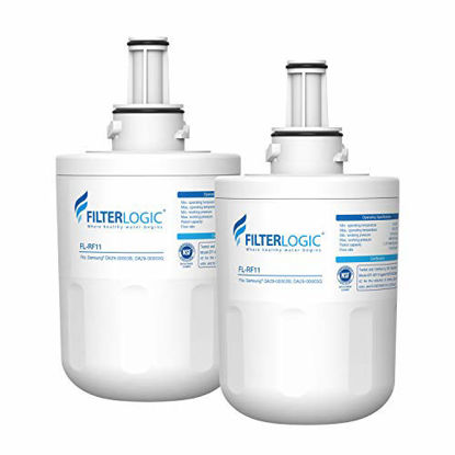 Picture of Filterlogic DA29-00003G Refrigerator Water Filter, Replacement for Samsung DA29-00003B, RSG257AARS, RFG237AARS, HAFCU1, RFG297AARS, RS22HDHPNSR, WSS-1, 2 Filters