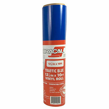 Picture of 12.125" x 10ft Roll of Oracal 651 Traffic Blue Craft Vinyl - On a 2.5" Core - Adhesive Vinyl for Cricut, Silhouette, and Cameo Cutters - Gloss Finish - Outdoor and Permanent