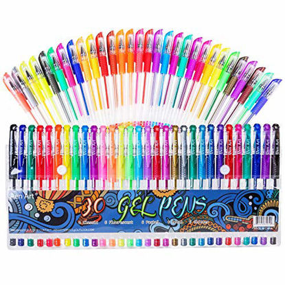 Picture of Gel Pens for Adult Coloring Books, 30 Colors Gel Marker Colored Pen with 40% More Ink for Drawing, Doodling Crafts Scrapbooks Bullet Journaling