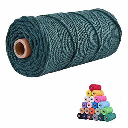 Picture of flipped 100% Natural Macrame Cotton Cord,3mm x109 Yards Twine String Cord Colored Cotton Rope Craft Cord for DIY Crafts Knitting Plant Hangers Christmas Wedding Décor (Blackish Green, 3mm109yards)