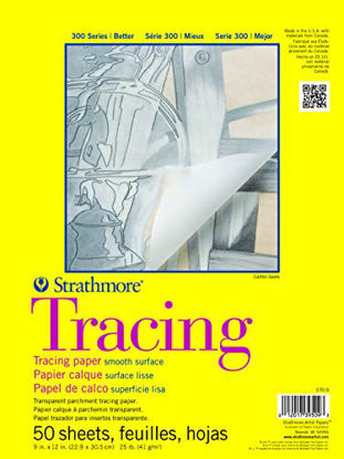 Picture of Strathmore 370-9 300 Series Tracing Pad, 9"x12" Tape Bound, 50 Sheets,White.