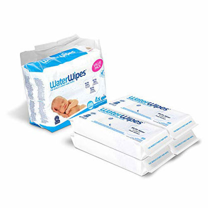 Picture of WaterWipes Unscented Baby Wipes, Sensitive and Newborn Skin, 4 Packs (240 Wipes)