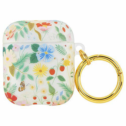 Picture of Rifle Paper CO. Case for Airpods - Compatible with Apple AirPods Series 1 and 2 - Clear Strawberry Fields
