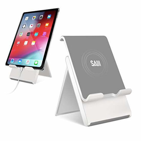 Picture of Adjustable Tablet Stand HolderSAIJI Portable Foldable Desktop Stand Compatible for iPad Pro 2020iPad Air MiniNintendo SwitchiPhone 11 Pro Max SESamsung Galaxy and Kindle Fire Tablets- Gray