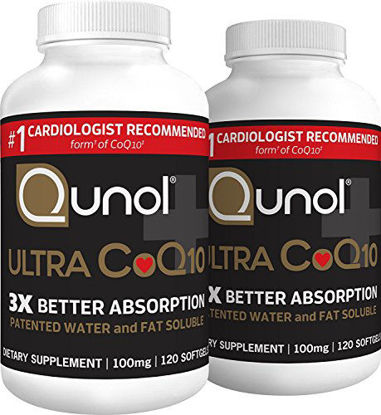 Picture of Qunol Ultra CoQ10 100mg, 3x Better Absorption, Patented Water and Fat Soluble Natural Supplement Form of Coenzyme Q10, Antioxidant for Heart Health, 240 Count Softgels