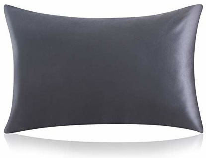 Picture of ZIMASILK 100% Mulberry Silk Pillowcase for Hair and Skin Health,Both Sides 19 Momme Silk,1pc (Queen 20''x30'', Space Gray)