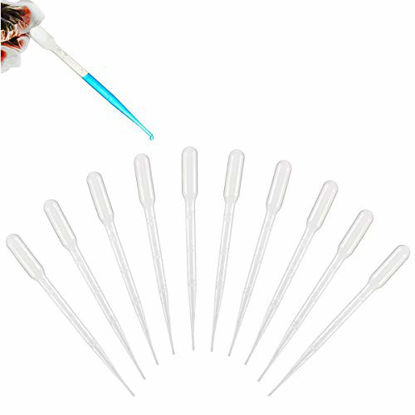 Picture of 100pcs Plastic Disposable Transfer Pipettes - 3ml Plastic Calibrated Graduated Eye Dropper Suitable for Lip Gloss Transfer Essential Oils Science Laboratory Experiment