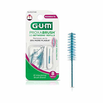 Picture of GUM - 10070942066126 Proxabrush Go-Betweens Interdental Brush Refills, Moderate, 8 Count (Pack of 6)
