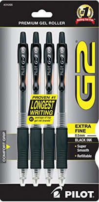 Picture of PILOT G2 Premium Refillable & Retractable Rolling Ball Gel Pens, Extra Fine Point, Black Ink, 4-Pack (31055)