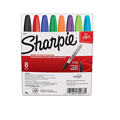 Picture of Sharpie 30078 Permanent Markers, Fine Point, Classic Colors, 8 Count