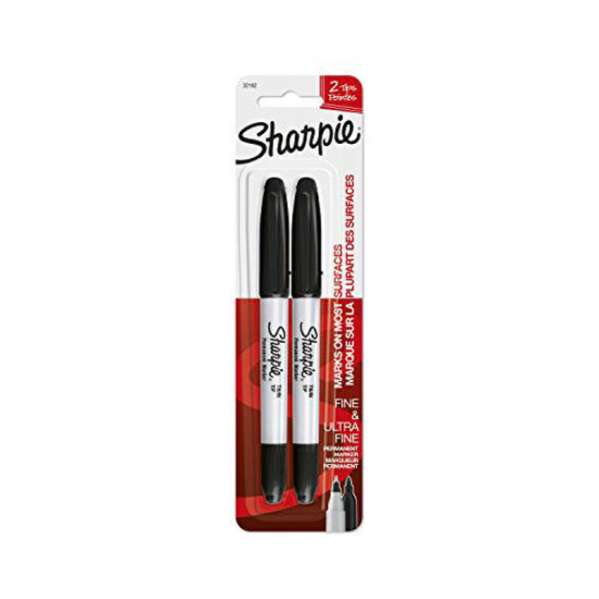 Picture of Sharpie 32162PP Twin Tip Permanent Markers, Fine and Ultra Fine, Black, 2 Count