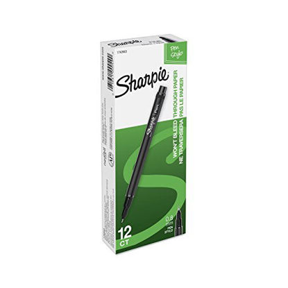 Picture of Sharpie Plastic Point Stick Water Resistant Pen, Ink, Fine, Pack of 12, Black (1742663)