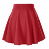 Picture of Women's Basic Versatile Stretchy Flared Casual Mini Skater Skirt (XS, Red)