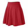 Picture of Women's Basic Versatile Stretchy Flared Casual Mini Skater Skirt (XS, Red)