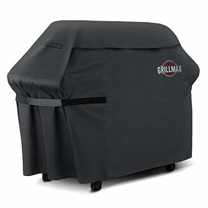Picture of Grillman Premium (64 Inch) BBQ Grill Cover, Heavy-Duty Gas Grill Cover for Weber, Brinkmann, Char Broil etc. Rip-Proof, UV & Water-Resistant (64" L x 24" W x 48" H, Black)