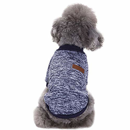 Picture of Pet Dog Classic Knitwear Sweater Warm Winter Puppy Pet Coat Soft Sweater Clothing for Small Dogs (XXS, Navy Blue)