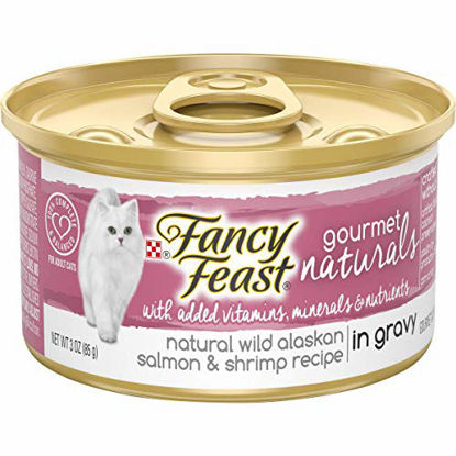 Picture of Purina Fancy Feast Natural Wet Cat Food, Gourmet Naturals Wild Alaskan Salmon & Shrimp in Gravy - (12) 3 oz. Cans