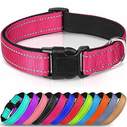 Picture of Joytale Reflective Dog Collar,Soft Neoprene Padded Breathable Nylon Pet Collar Adjustable for Small Dogs,Hotpink,S