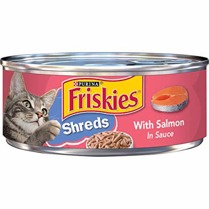 Picture of Purina Friskies Wet Cat Food, Shreds With Salmon in Sauce - (24) 5.5 oz. Cans