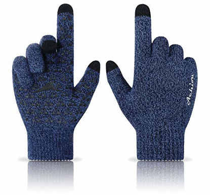Picture of Achiou Winter Knit Gloves Touchscreen Warm Thermal Soft Lining Elastic Cuff Texting Anti-Slip 3 Size Choice for Women Men
