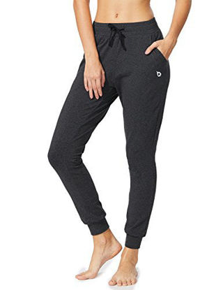 Picture of BALEAF Women's Cotton Sweatpants Leisure Joggers Pants Tapered Active Yoga Lounge Casual Travel Pants with Pockets Charcoal Size S