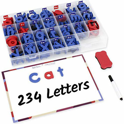 Picture of Inspired Thinkers 240 Pcs Magnetic Letters Set - Classroom Educational Alphabet Magnets Kit, Movable Foam Lowercase and Uppercase ABC with Writing Board and Eraser, for Kids Ages 4 5 6 7 8 9 10 11 12