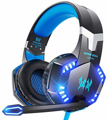 Picture of VersionTECH. G2000 Gaming Headset for PS5, PS4, PC, Xbox One, Surround Sound Over Ear Headphones with Mic, LED Light for Mac Laptop Switch Playstation