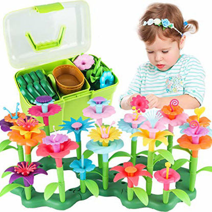 Picture of Girls Toys Age 3-6 Year Old Toddler Toys for Girls Gifts Flower Garden Building Toy Educational Activity Stem Toys(130 PCS)