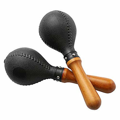 Picture of Percussion Maracas Pair of Shakers Rattles Sand Hammer Percussion Instrument with ABS Plastic Shells and Wooden Handles for Live Performances and Recording Sessions