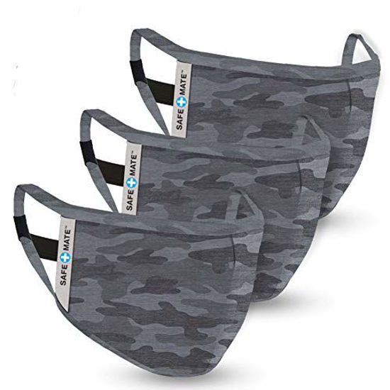Picture of Safe+Mate x Case-Mate - Cloth Face Mask - Washable & Reusable - Adult L/XL - Cotton - Includes Filter - 3 Pack - Camo