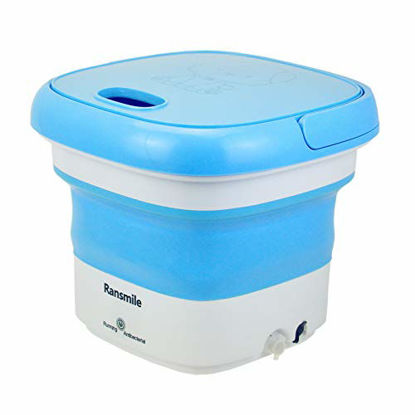 Picture of Portable Mini Folding Washing Machine Small Laundry Tub Wonder Magic Compact Washer Clothe Bucket With SpinnerBlue