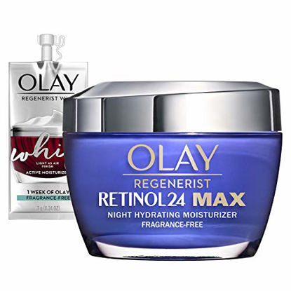 Picture of Olay Regenerist Retinol 24 Max Moisturizer, Retinol 24 Max Night Face Cream, Fragrance Free, 1.7 Oz + Whip Face Moisturizer Travel/Trial Size Gift Set