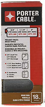 Picture of PORTER-CABLE Brad Nails, Project Pack, 18GA, 3/4 Inch - 300, 1-1/4-Inch - 300; 2-Inch - 300, 900-Pack (BN18PP)