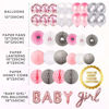 Picture of 305 Piece Pink Elephant Baby Shower Decorations for Girl Kit - It's a Girl Pre-Strung Banners Garland Guestbook Sash Balloons Cake Toppers Paper Fans Lanterns Napkins Straws Games & Thank You Stickers