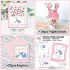 Picture of 305 Piece Pink Elephant Baby Shower Decorations for Girl Kit - It's a Girl Pre-Strung Banners Garland Guestbook Sash Balloons Cake Toppers Paper Fans Lanterns Napkins Straws Games & Thank You Stickers