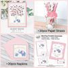 Picture of 305 Piece Pink Elephant Baby Shower Decorations for Girl Kit - It's a Girl Pre-Strung Banners Garland Guestbook Sash Balloons Cake Toppers Paper Fans Lanterns Napkins Straws Games & Thank You Stickers