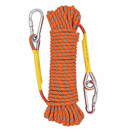 Picture of X XBEN Outdoor Climbing Rope 10M(32ft) 20M(64ft) 30M (96ft) 50M(160ft) Rock Climbing Rope, Escape Rope Ice Climbing Equipment Fire Rescue Parachute Rope (32 Foot) - Orange