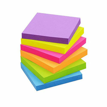 Picture of Sticky Notes 3x3 inch Bright Colors Self-Stick Pads 6 Pads/Pack 100 Sheets/Pad Total 600 Sheets