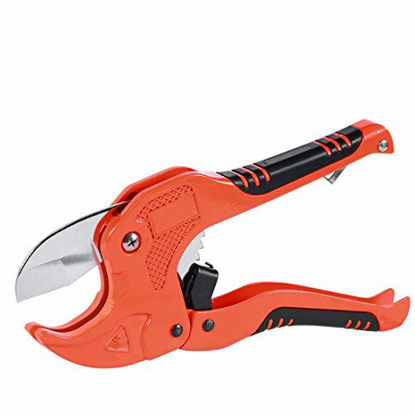 Picture of Zantle Ratchet-type Tube and Pipe Cutter for Cutting O.D. PEX, PVC, and PPR Plastic Hoses and Plumbing Pipes up to 1-5/8" inches, Ideal for Home Working and Plumbers (orange)